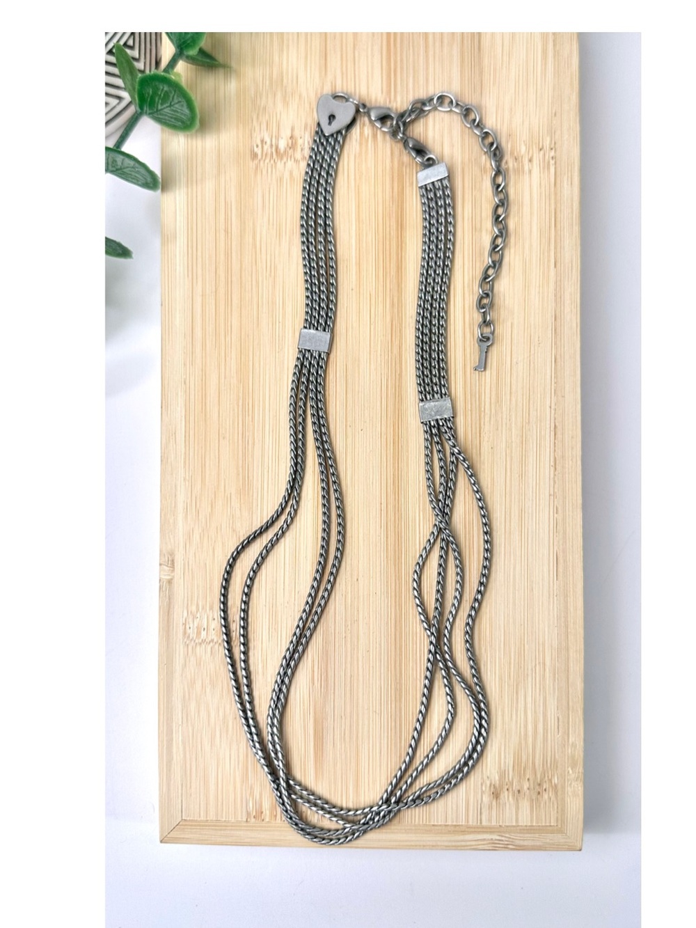 🩶 Multi-strand Oxidized Silver Tone Chain Necklace